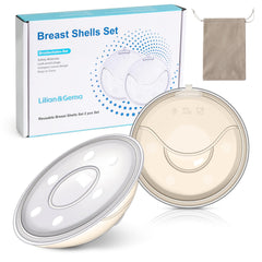 Lilian&Gema milk collector setup demonstrates dual-pack design for spill prevention during breastfeeding.