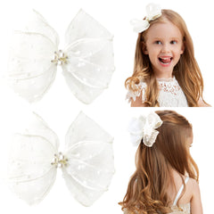 Liliebe 6-inch cream bows set for coordinated outfits.