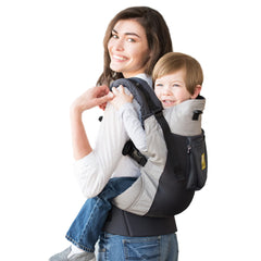 LILLEbaby CarryOn Airflow on back demonstrates ergonomic support for a toddler.