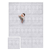 Lillefolk baby play mat gray interlocking tiles provide a safe, modular play surface.