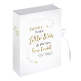 Lillian Rose large Twinkle Twinkle keepsake box cover highlights a timeless, gender-neutral design for cherished memories.