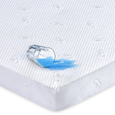 Lillibearas waterproof pack and play protector keeps spills from reaching the mattress.