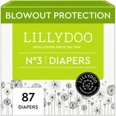 LILLYDOO size 3 packaging shows 87-count half-monthly supply for 13-22 lb babies