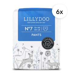 LILLYDOO diaper pants toddler size 7 front view highlights soft, skin-friendly material.