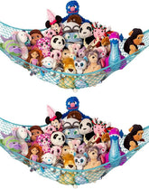 Lilly's Love corner hanging hammock showing plush toy organization in a bright corner