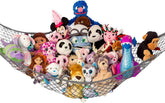Lilly's Love large stuffed animal hammock corner setup for organized plush storage.