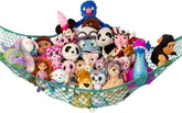 Lilly's Love stuffed-animal-hammock corner-setup keeps plushies neatly organized.