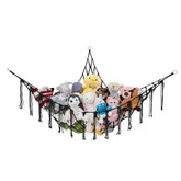 Lilly's Love macrame hammock wall-hanging stores plush toys, keeping your kid's room organized.