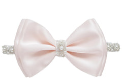 LilPinkGoose baptism headband in white satin bow ideal for christening photos