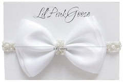 LilPinkGoose pearl rhinestone band in white adds elegant sparkle for portraits