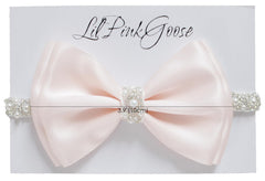 LilPinkGoose pearl rhinestone band adds delicate sparkle to newborn outfits