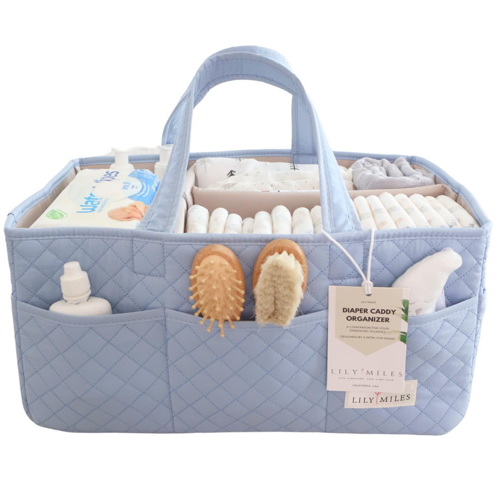 Lily Miles Baby Diaper Caddy with sturdy handles for easy transport during diaper changes