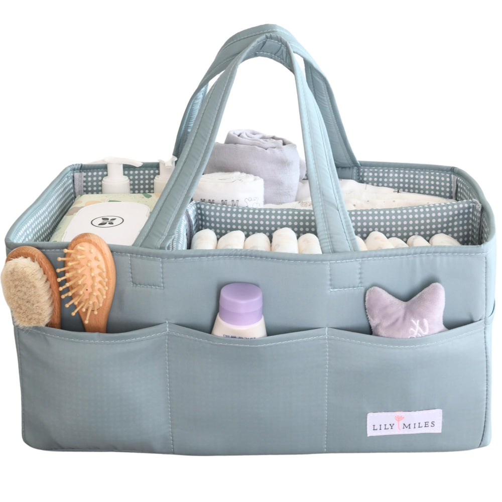 Lily Miles diaper caddy organizer with closed design for easy storage