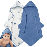 LILY O LAUREL muslin hooded baby towel in flat lay shows gentle, absorbent fabric