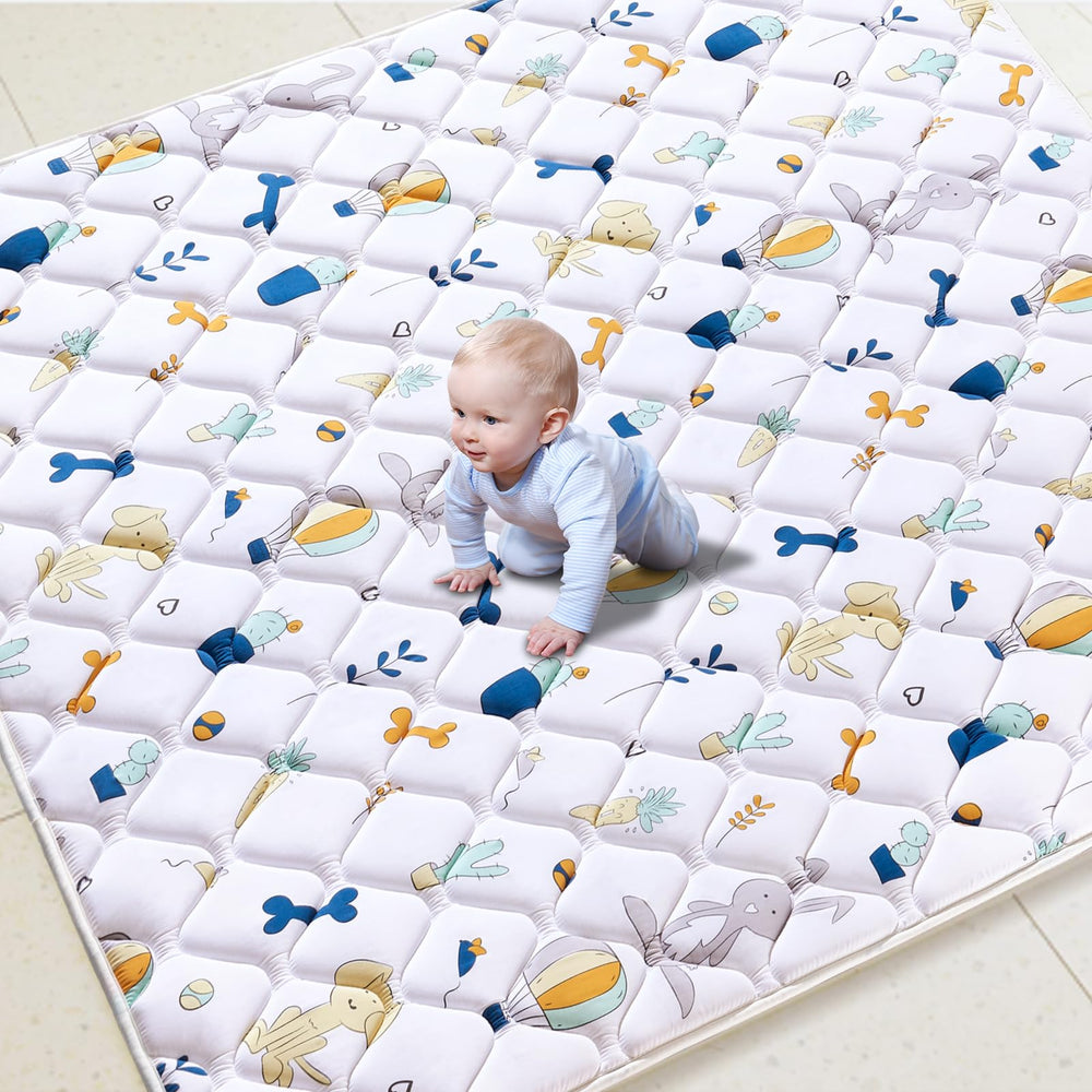 LILYVIBEBEARHAPPY baby play mat 79x63 inches laid out for spacious tummy time use.