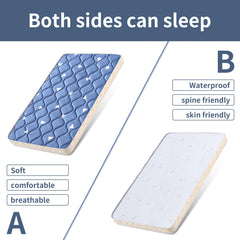 LILYVIBEBEARHAPPY bassinet mattress backside-waterproof shows spill-resistant surface for home or outdoor use.