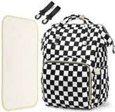 LIMHOO 3 in 1 diaper bag checkered front view with large storage for baby essentials