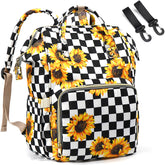 LIMHOO diaper bag backpack sunflowers front view showing organized compartments for baby essentials
