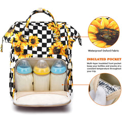 LIMHOO diaper bag backpack sunflowers insulated bottle pocket for kept-warm feeds