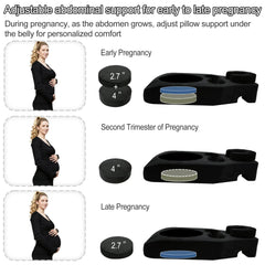 Limthe belly-support pillow full-length view demonstrates bump-friendly sleep posture.