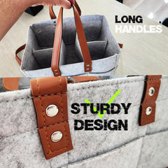 Linaly diaper caddy showcases sturdy handles for carrying between rooms comfortably.
