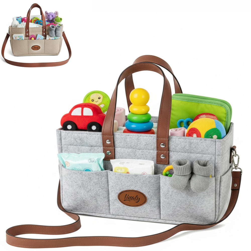 Linaly Felt Diaper Caddy with premium thick felt keeps baby items neatly organized.