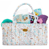 Linaly Floral Diaper Caddy front view shows roomy 15 by 10 inch base for essentials