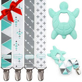 Liname neutral pacifier clip mint packaging, gift-ready.