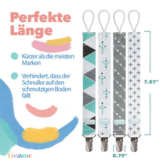 Liname pacifier clip teething toy closeup with a secure clip for worry-free outings.