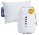 Lincove Canadian down toddler pillow front view shows plush loft for gentle head support.