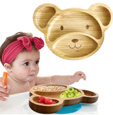 Linda's Essentials bamboo plate suction-baby feeding keeps meals steady for independent self-feeding.