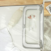 LINKSAW 3in1 portable crib side-rail view showing easy access for parents.