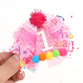 LINLULU hot pink 1st birthday hair bow front view ideal for photo-ready outfits