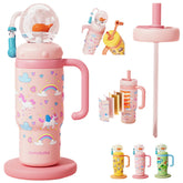 LIONICE whale-squirt tumbler with handle enhances kids' hydration.