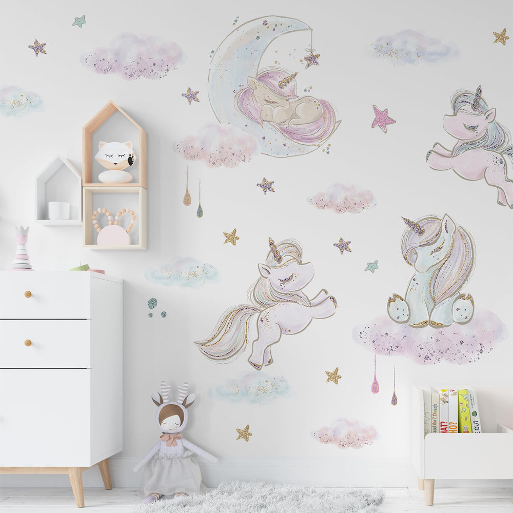 Lipastick unicorn wall decals pack creates magical unicorns for playful nursery decor