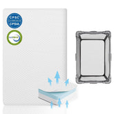 Lisara Pack and Play Mattress top view shows compact 38 x 26 sleep surface for playpens.