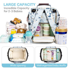 LitBear Diaper Bag Backpack interior organized with multiple pockets for easy baby essentials.