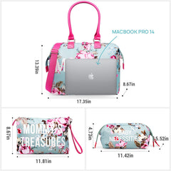LitBear Mommy Bag blue floral bottom feet keep bag tidy and off the floor
