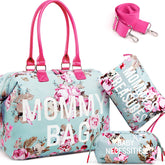LitBear Mommy Bag blue floral full bag shows large capacity for baby gear