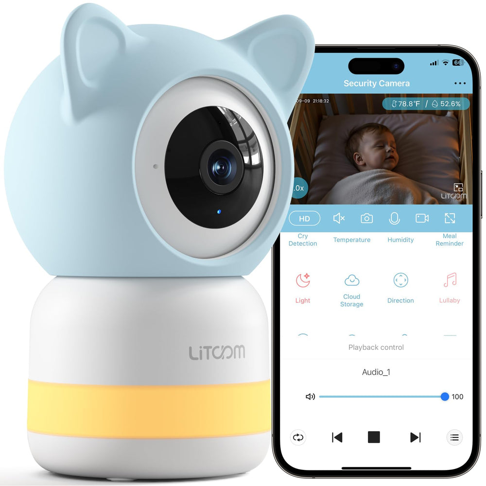Litokam 2K 4MP indoor camera with night vision for clear low-light viewing