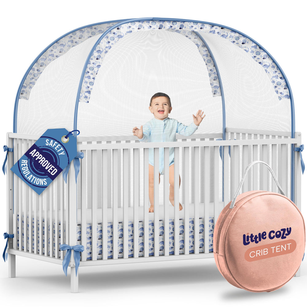 Little Cozy crib tent breathable mesh close-up for airflow and easy monitoring