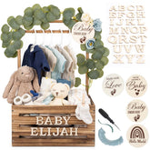 Little Cuteness wooden baby shower crate closet assembled for display and gifting.