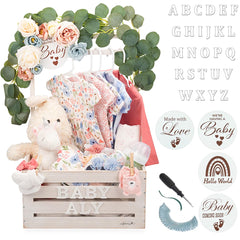Little Cuteness Wooden Crate Closet with dual rod system for organized nursery outfits.