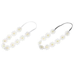 Little Daisy Headband white daisy closeup highlights soft elastic fit.