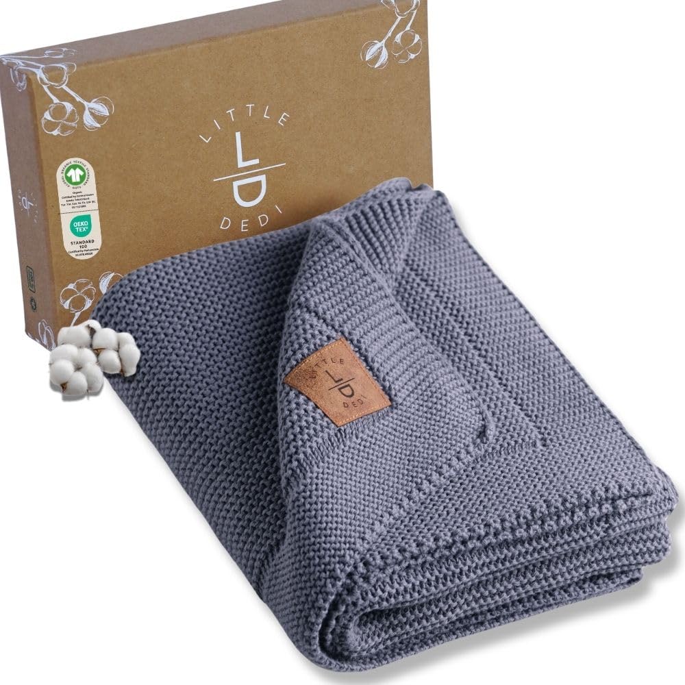 Little Dedi baby blanket knit closeup highlighting soft organic cotton for gentle newborn comfort