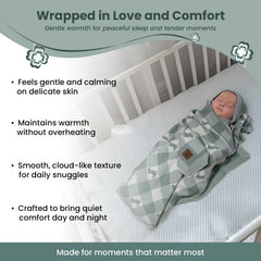 Little Dedi swaddle-ready 30x40 inches demonstrated for secure wrapping.
