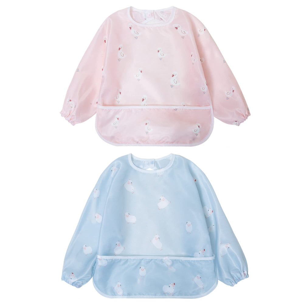 Little Dimsum bib front view showing full-body protection during meals