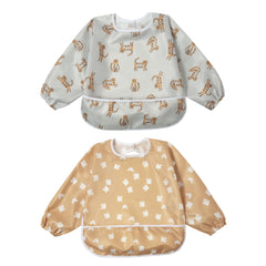 Little Dimsum Mess-Proof Baby Bib full-coverage shields outfits during meals.