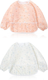 Little Dimsum mess-proof baby bib with mouse pattern; keeps clothing clean during meals.