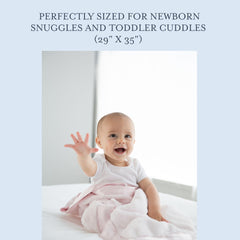 Little Giraffe on-the-go snuggles with pink satin-trim blanket